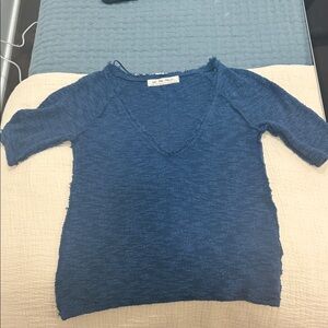 We The Free Francis Textured V-Neck Short Sleeve Tee in Midnight Train.